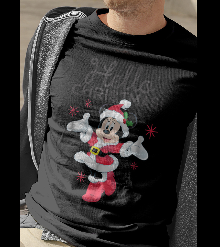 Disney Santa Minnie Mouse Hello Christmas T-Shirt