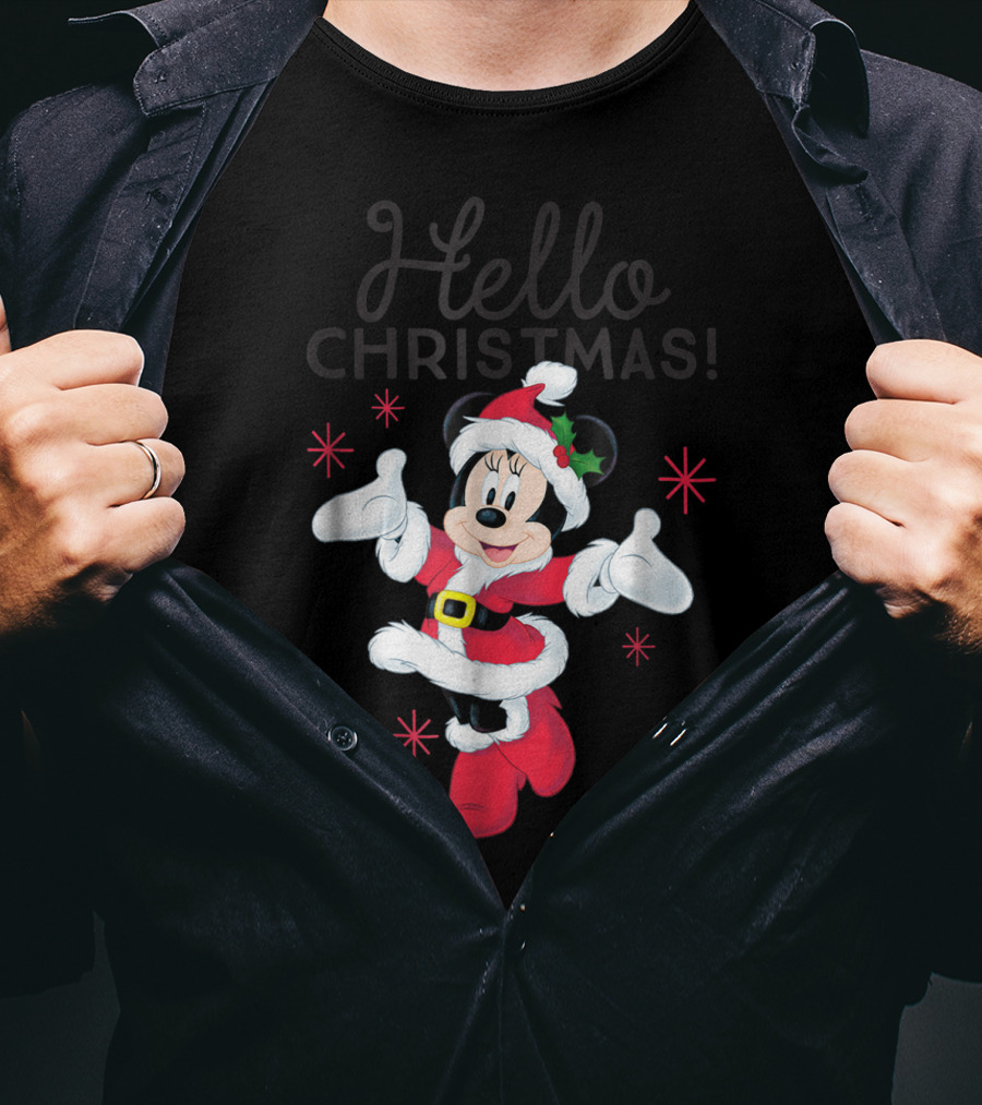 Disney Santa Minnie Mouse Hello Christmas T-Shirt