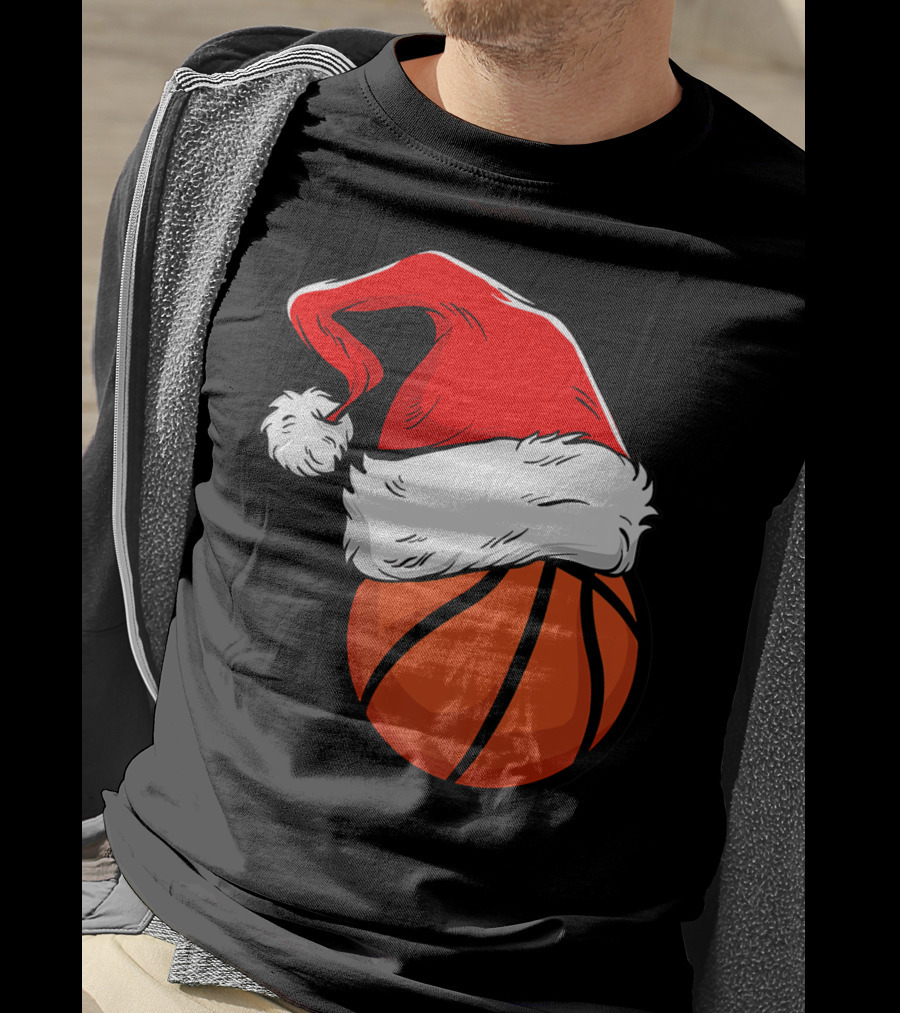 Funny Basketball Coach Player Santa Hat T-Shirt