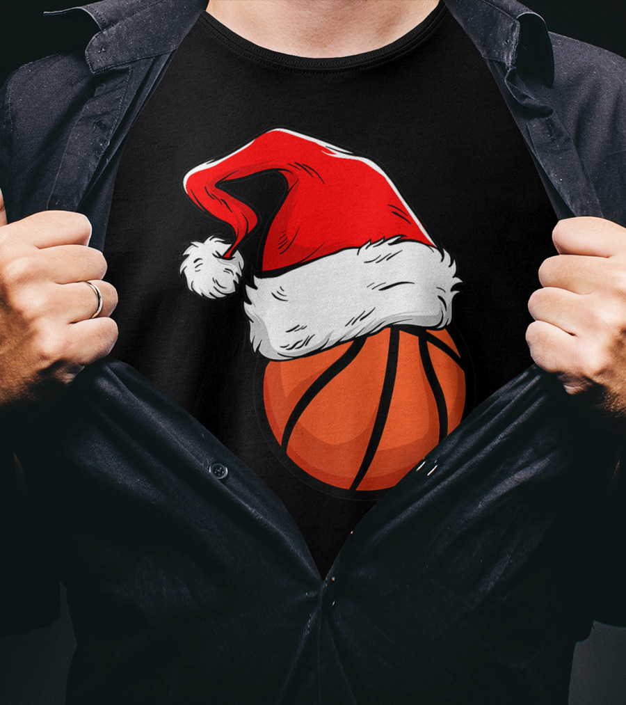 Funny Basketball Coach Player Santa Hat T-Shirt