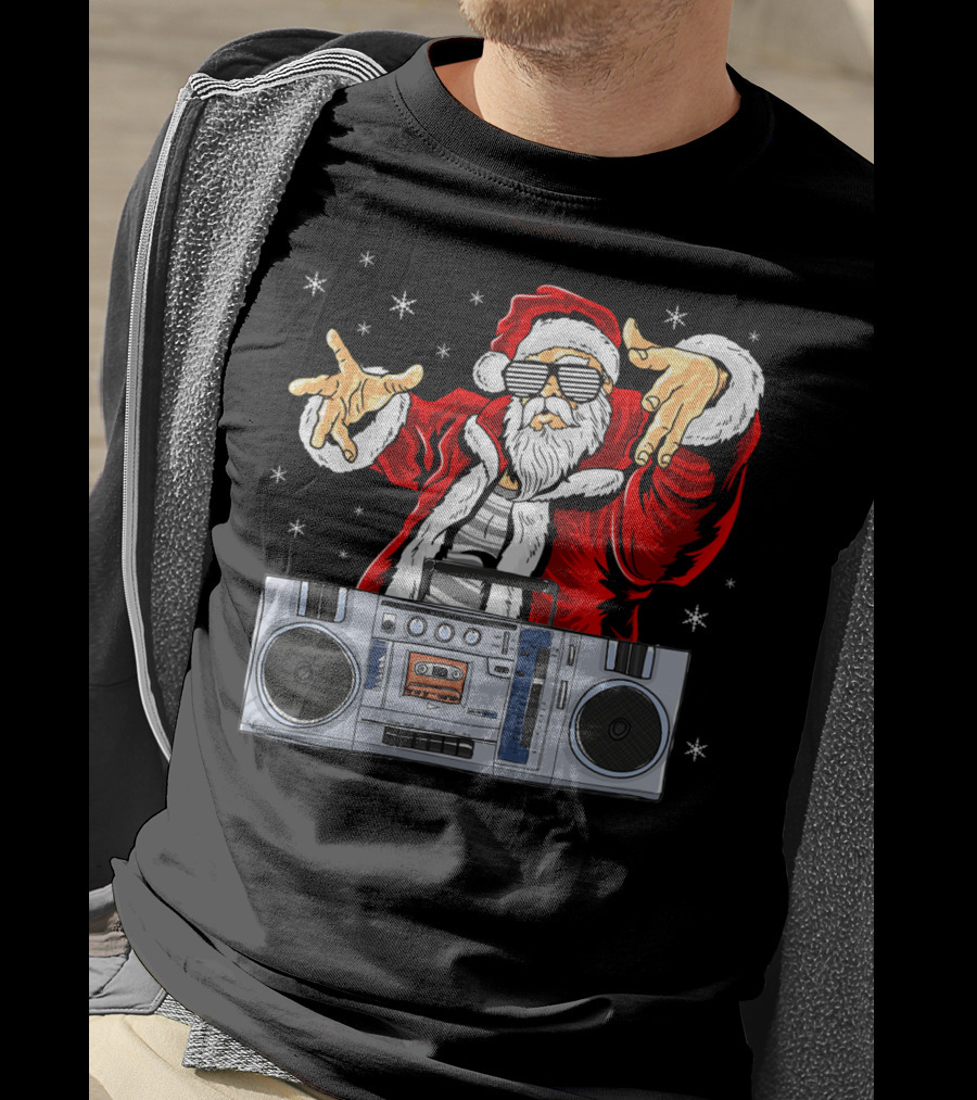 Santa Claus DJ Hip Hop Boombox T-Shirt