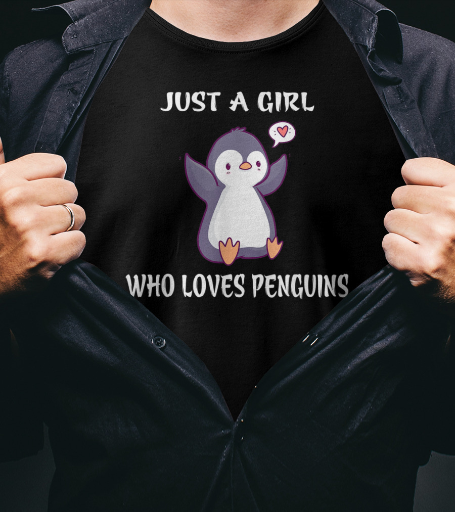 Just A Girl Who Loves Penguins With Cute Heart Penguin T-Shirt