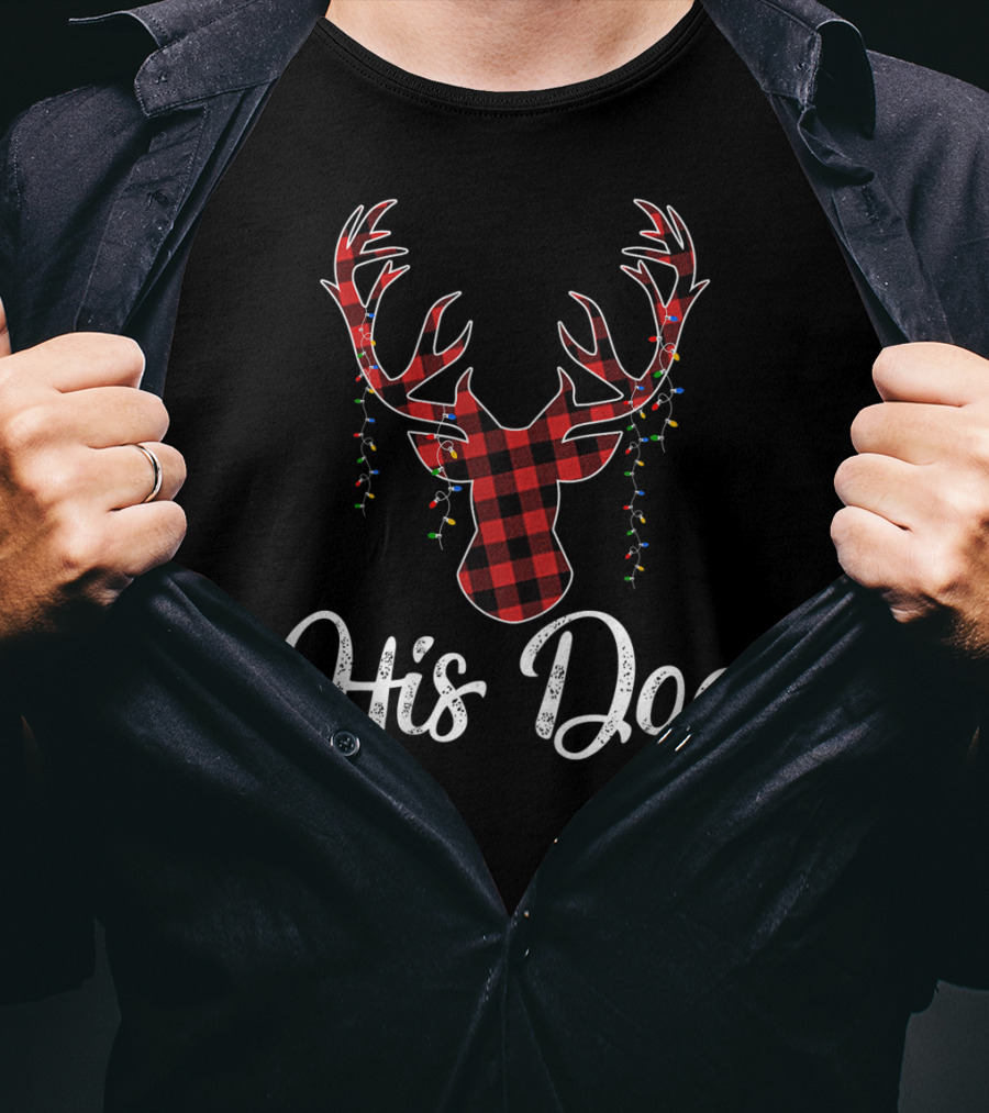 His Doe Plaid Antlers Lights T-Shirt