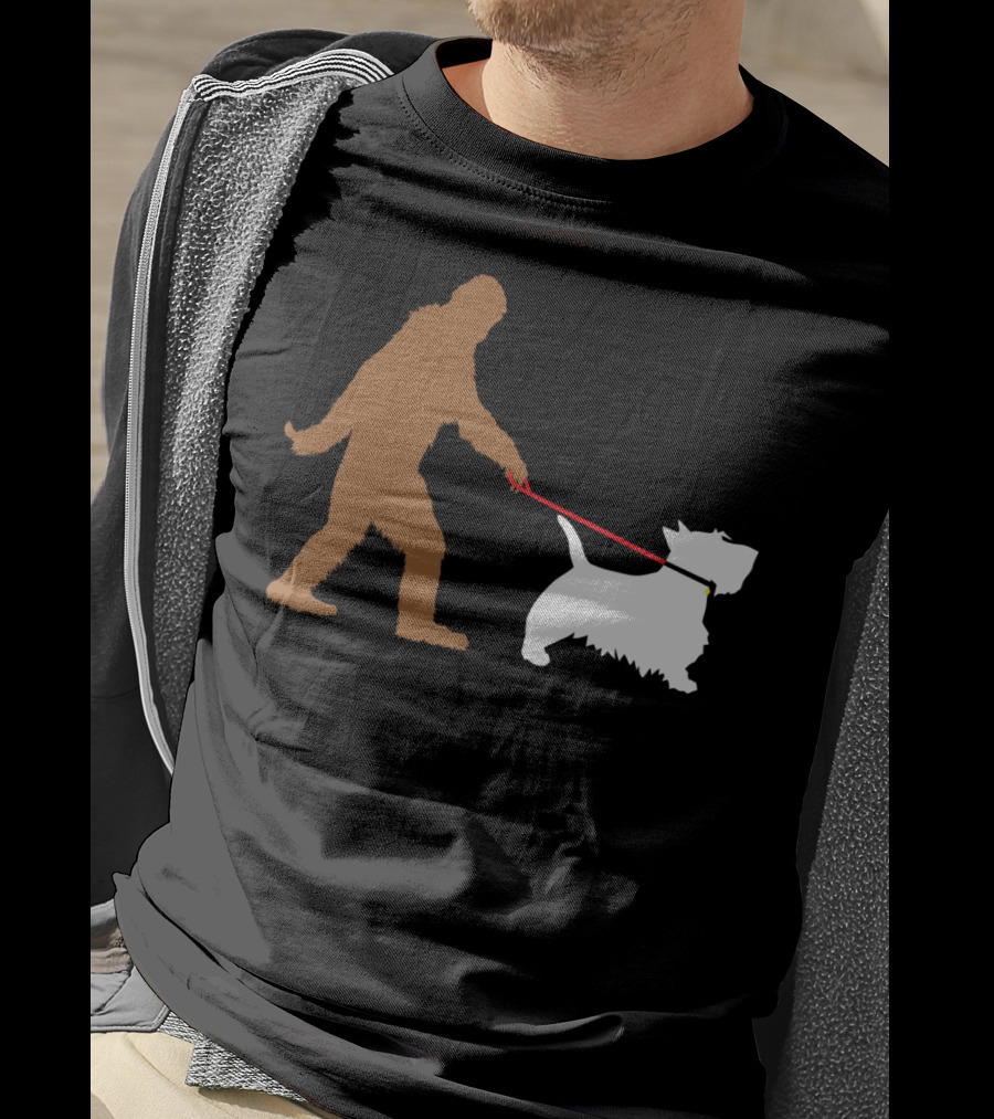 Bigfoot Walking Scottish Terrier Dog Leash Iconic T-Shirt