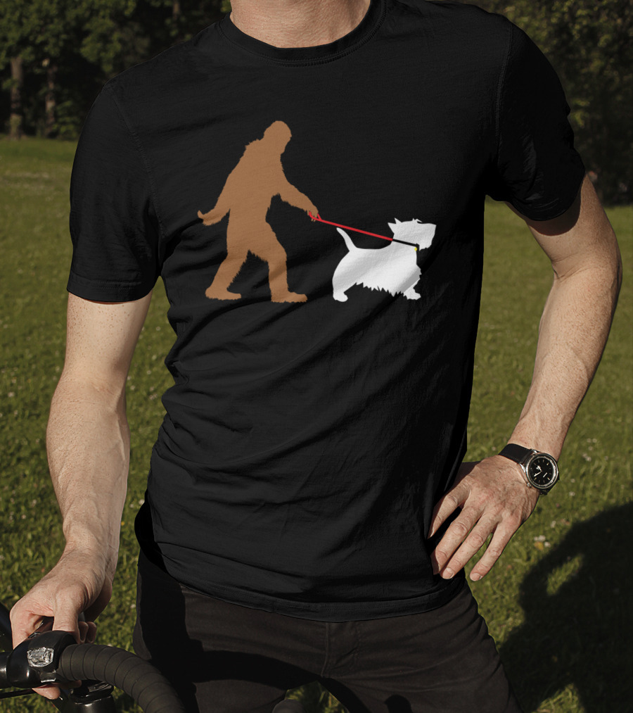 Bigfoot Walking Scottish Terrier Dog Leash Iconic T-Shirt