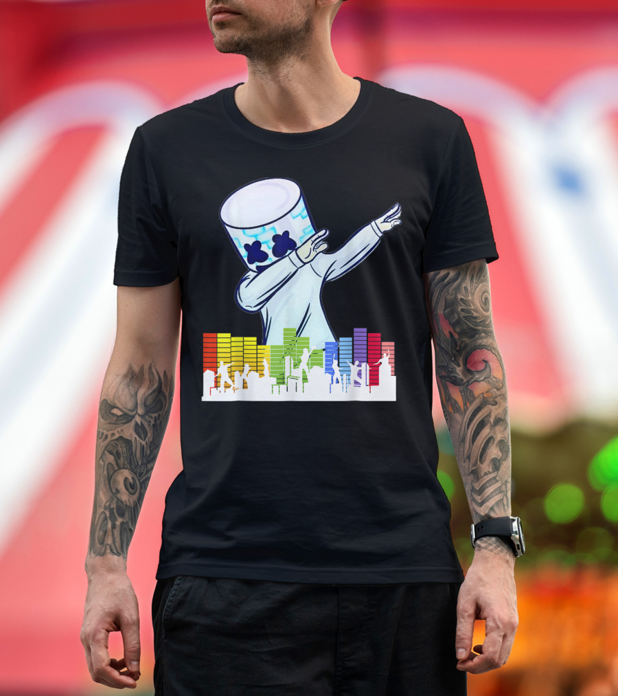 All I Want For Christmas Is Marshmallow Dabbing with Colorful Dance Equalizer T-Shirt