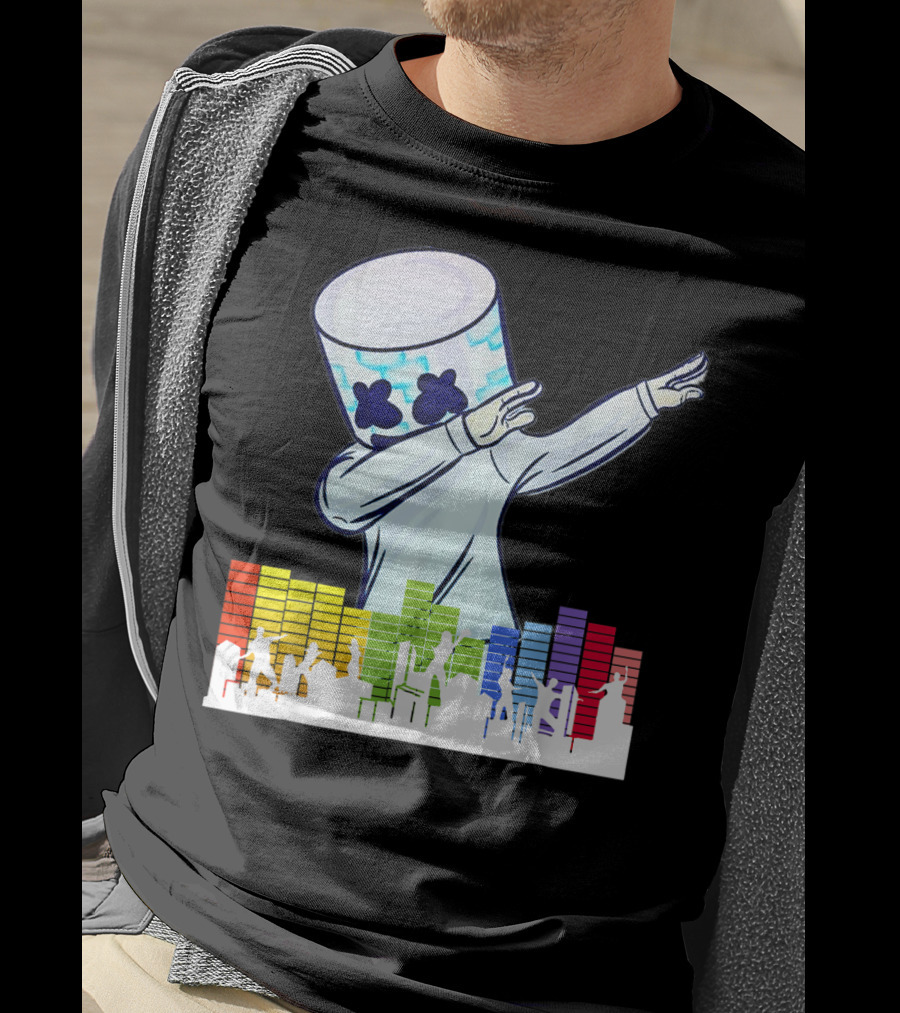 All I Want For Christmas Is Marshmallow Dabbing With Colorful Dance Equalizer T-Shirt