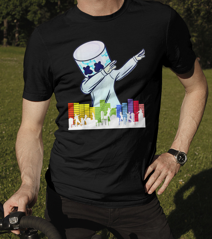 All I Want For Christmas Is Marshmallow Dabbing With Colorful Dance Equalizer T-Shirt