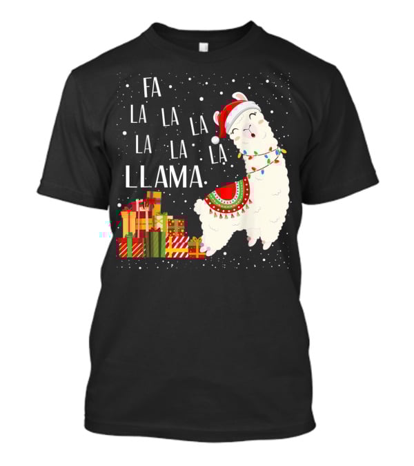 Fa La La Llama Christmas Santa Hat Gift Boxes T-Shirt