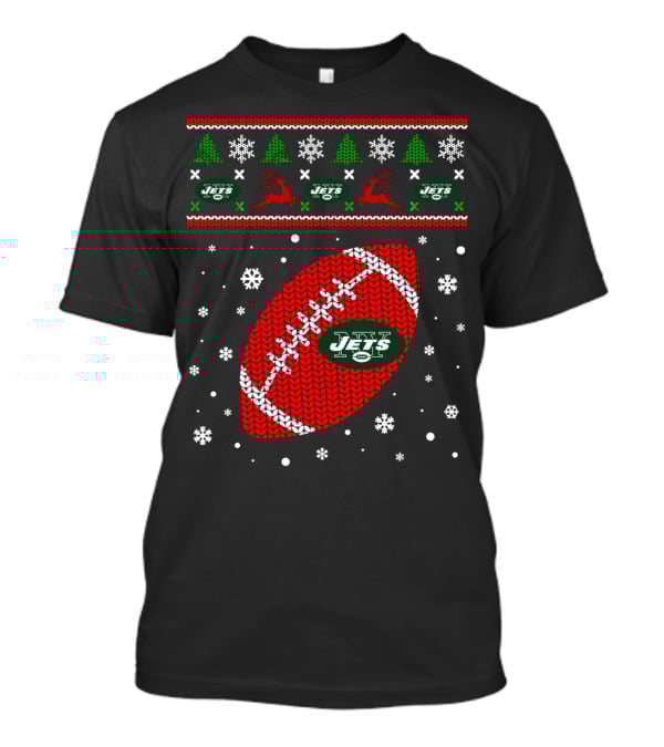 Football Lover Ugly Christmas Jets Team Holiday T-Shirt