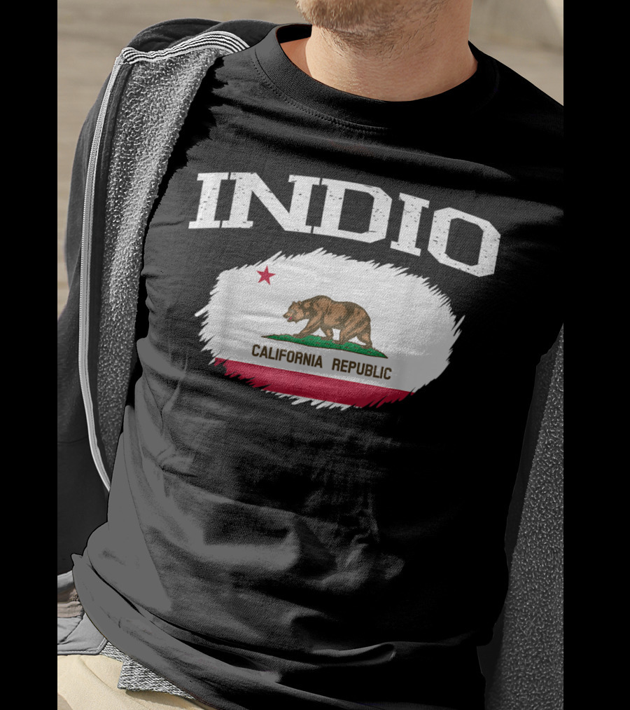 INDIO CALIFORNIA REPUBLIC Vintage USA Flag Sports T-Shirt