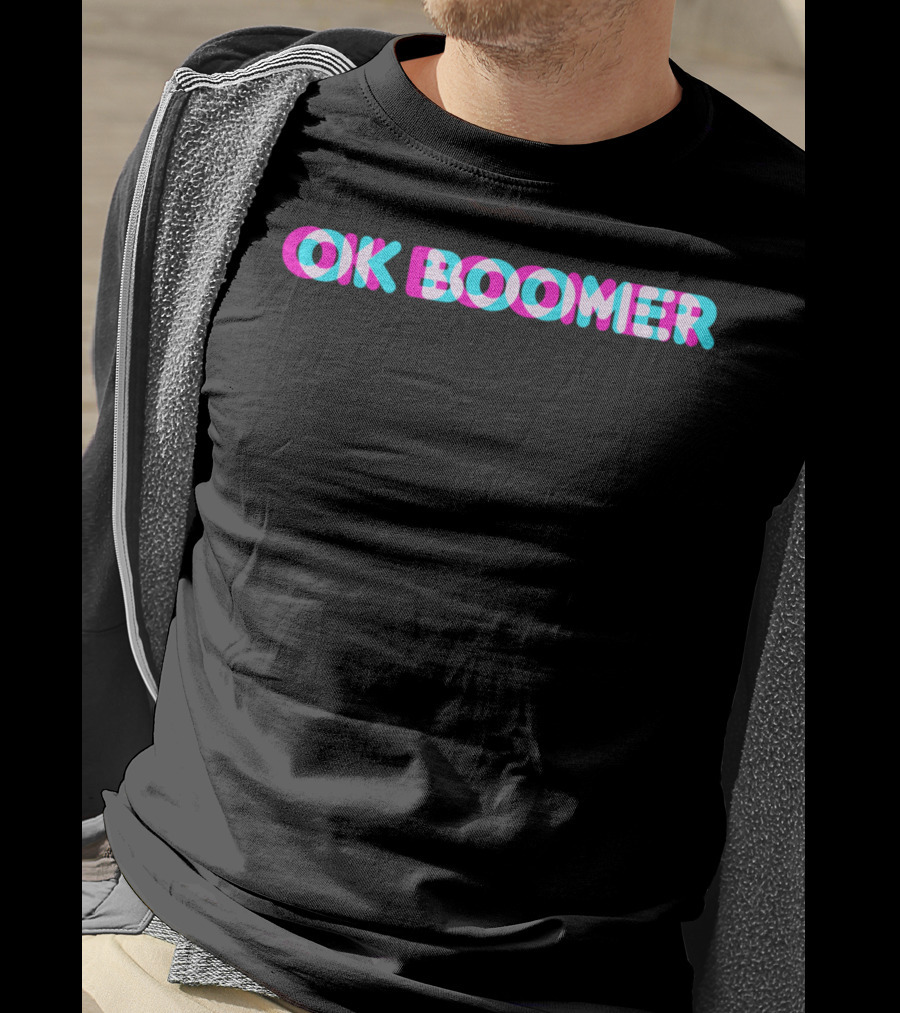 OK Boomer Meme Funny Anaglyph Type Text T-Shirt