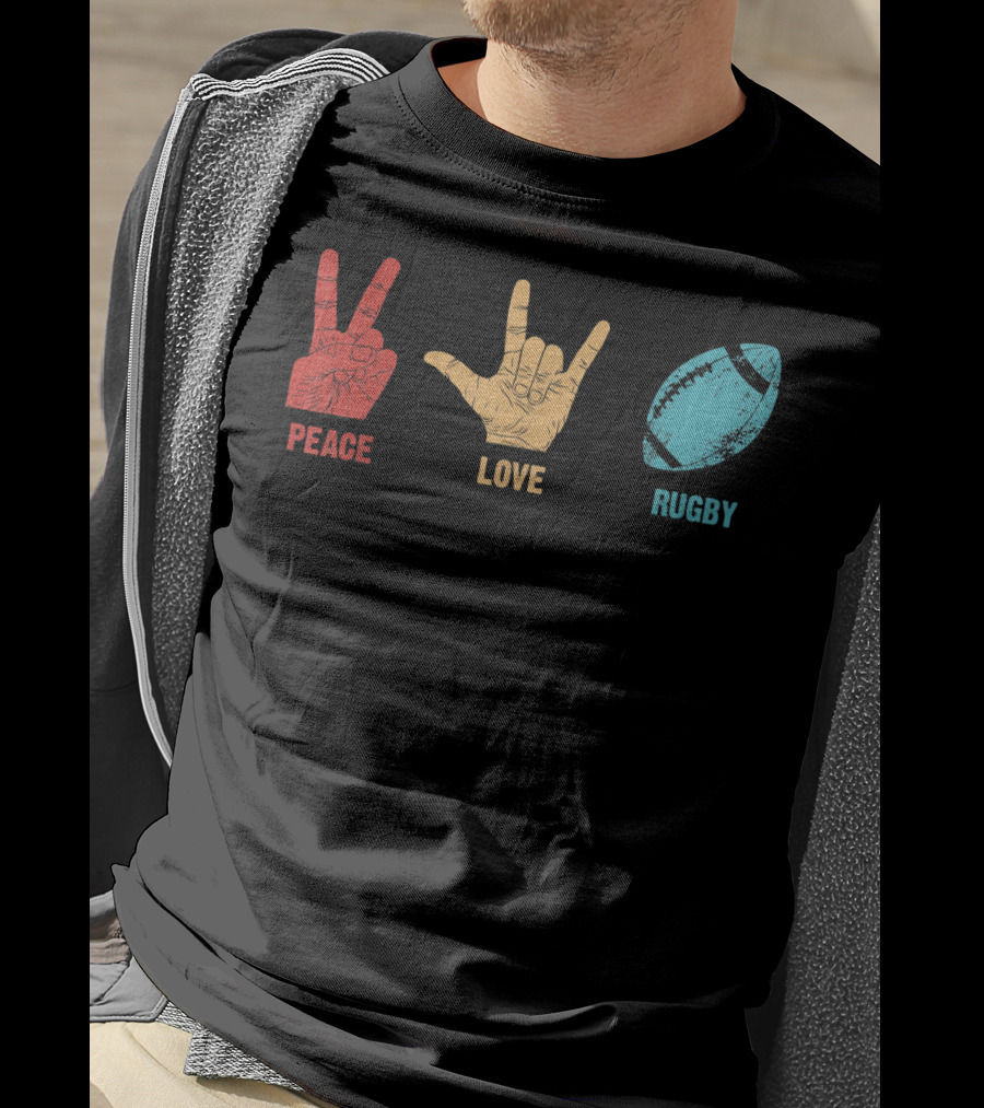 Peace Love Rugby Vintage Sport Lover Player T-Shirt