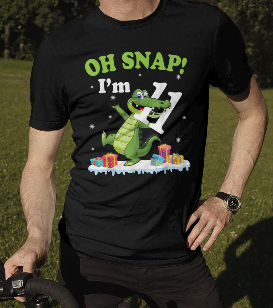Oh Snap I'm Eleven Crocodile Snow Noel T-Shirt