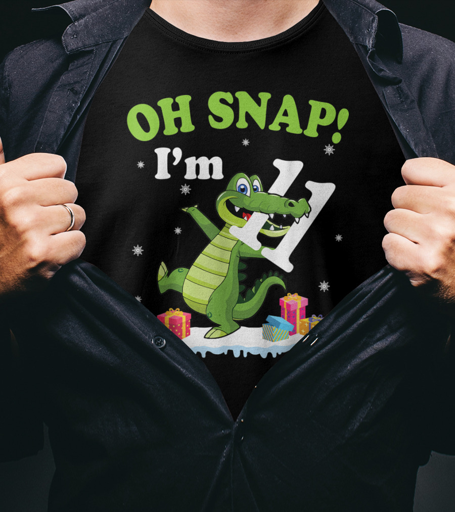 Oh Snap I'm Eleven Crocodile Snow Noel T-Shirt
