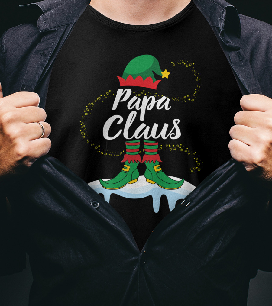 Papa Claus Elf Body Dancing On Snow Merry T-Shirt