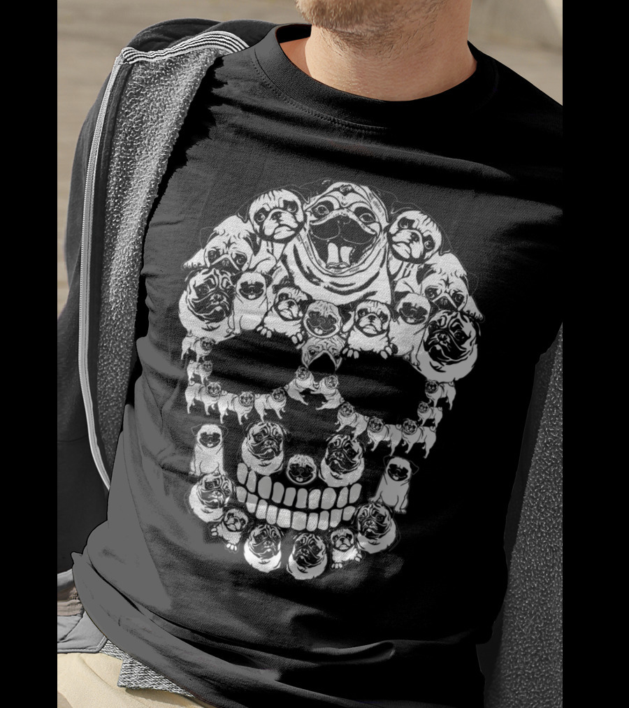Pug Dog Skull Halloween T-Shirt