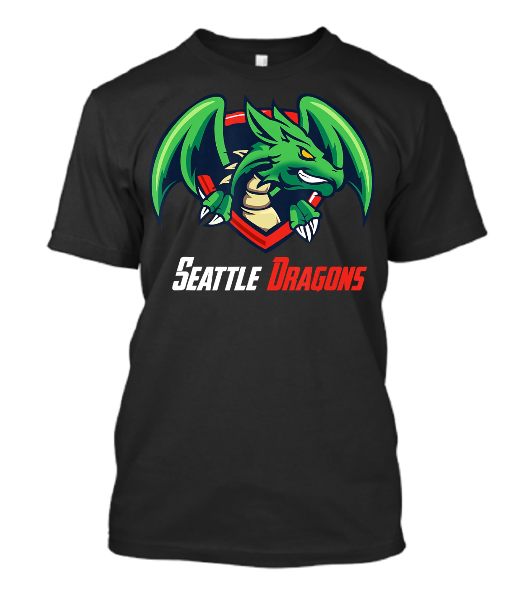Seattle Dragons Football Logo Green Dragon Shield T-Shirt