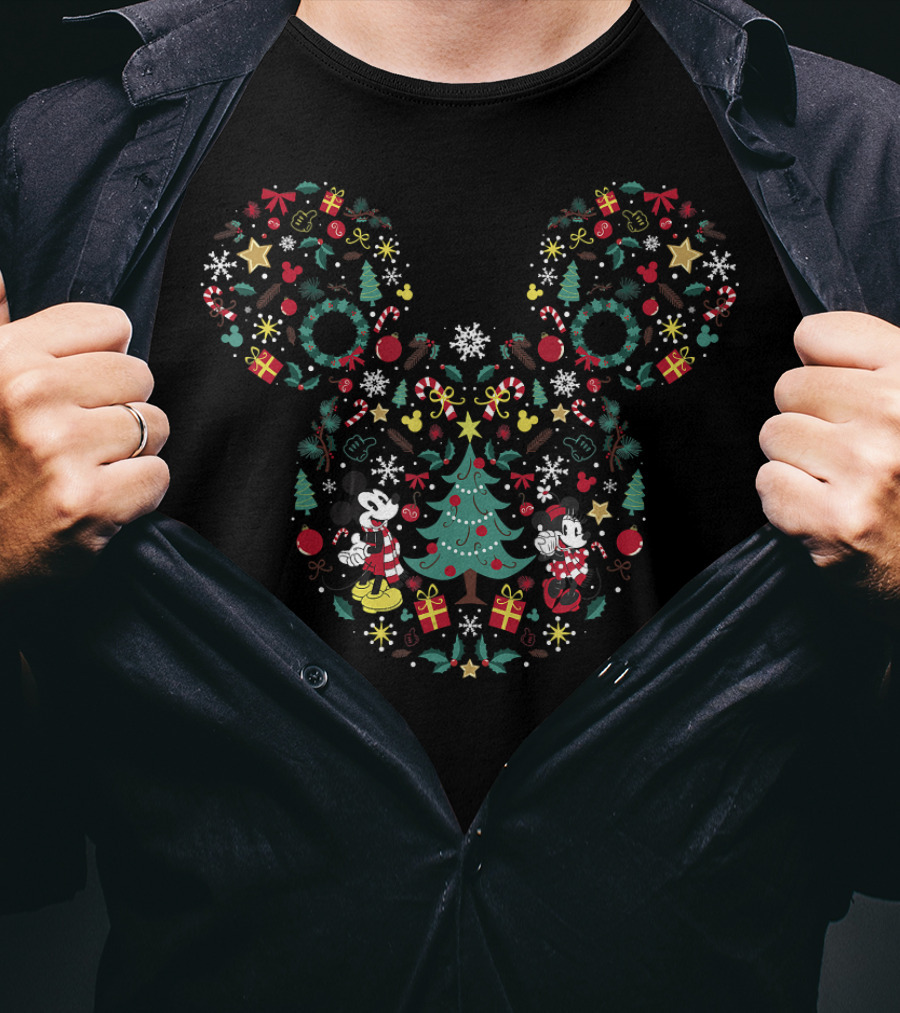 Disney Mickey And Minnie Christmas Holiday Decorations Mashup T-Shirt
