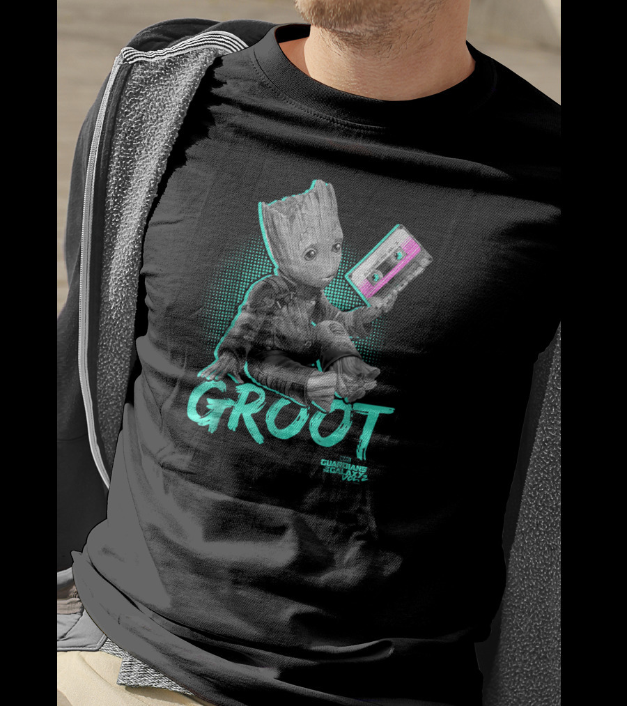 Guardians Of The Galaxy Vol. 2 Baby Groot Neon Cassette Tape T-Shirt