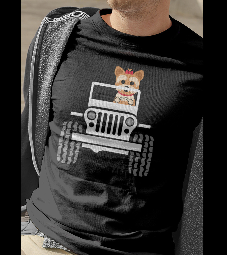 Yorkie Terrier Driving Jeep Adventure T-Shirt