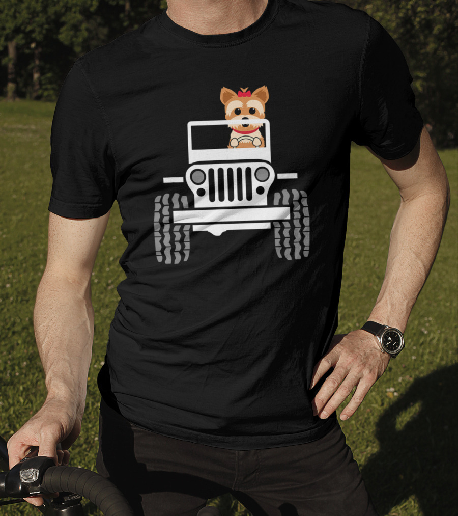 Yorkie Terrier Driving Jeep Adventure T-Shirt
