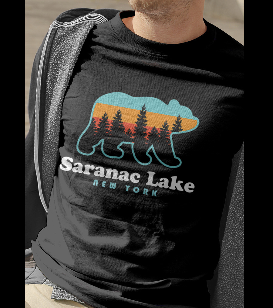 Saranac Lake New York Adirondacks Bear Forest Sunset T-Shirt