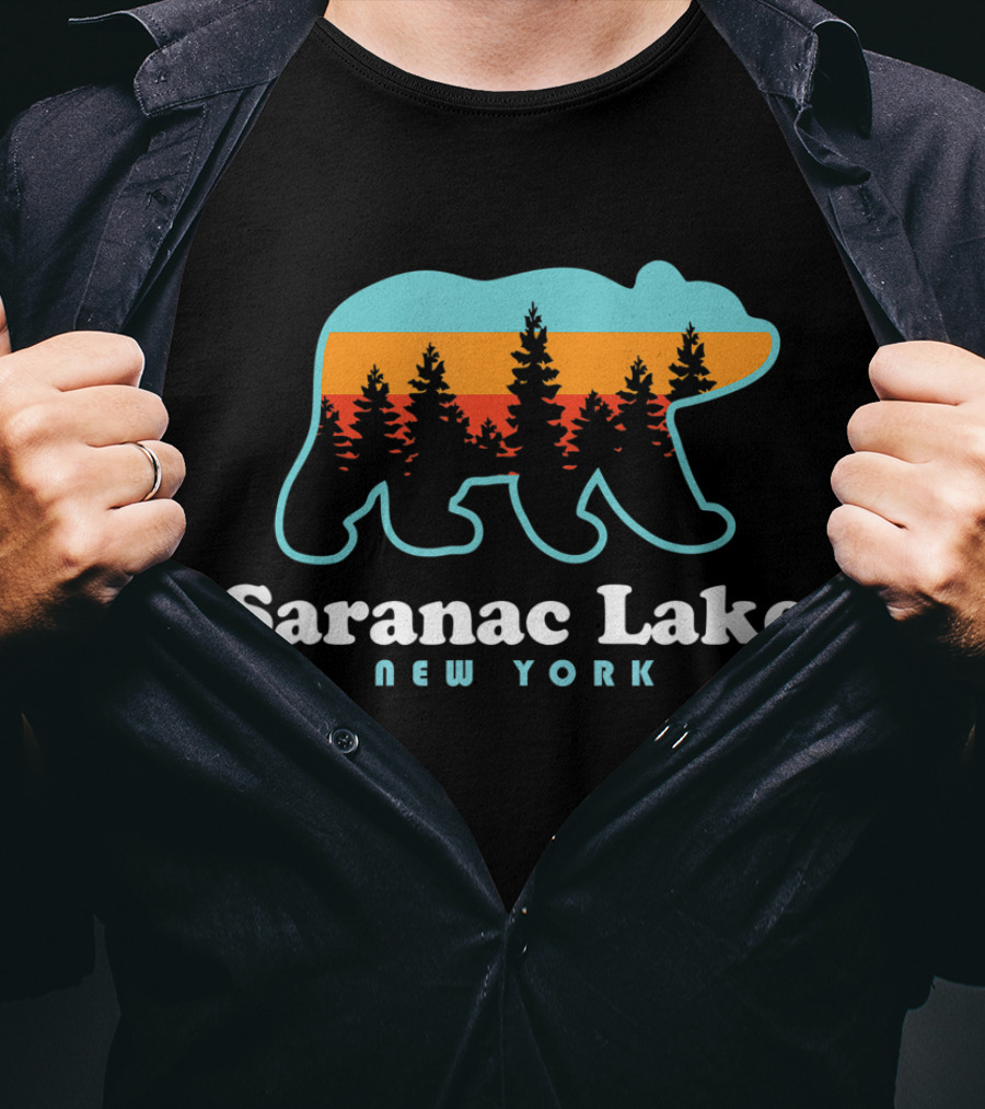 Saranac Lake New York Adirondacks Bear Forest Sunset T-Shirt
