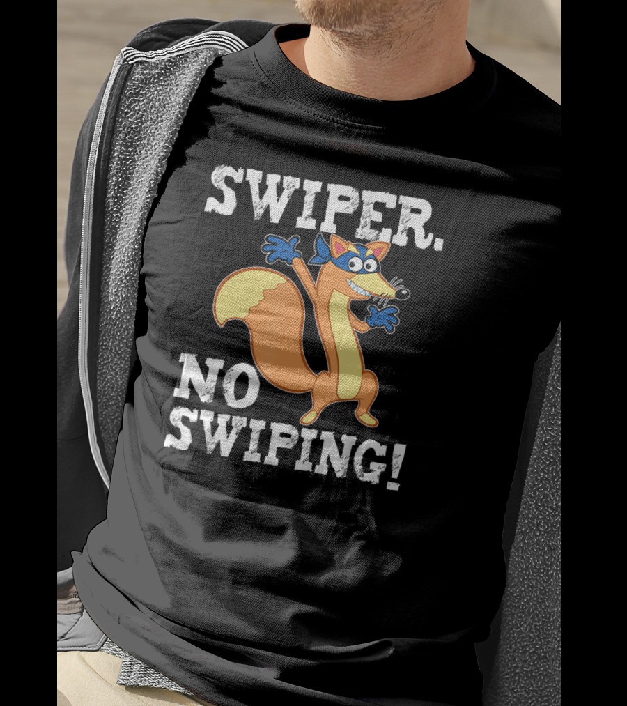 Swiper No Swiping Funny Fox Animated Character Warning T-Shirt