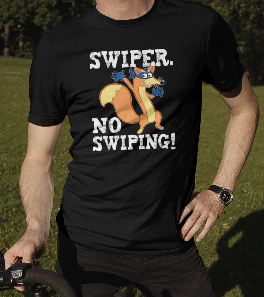 Swiper No Swiping Funny Fox Animated Character Warning T-Shirt