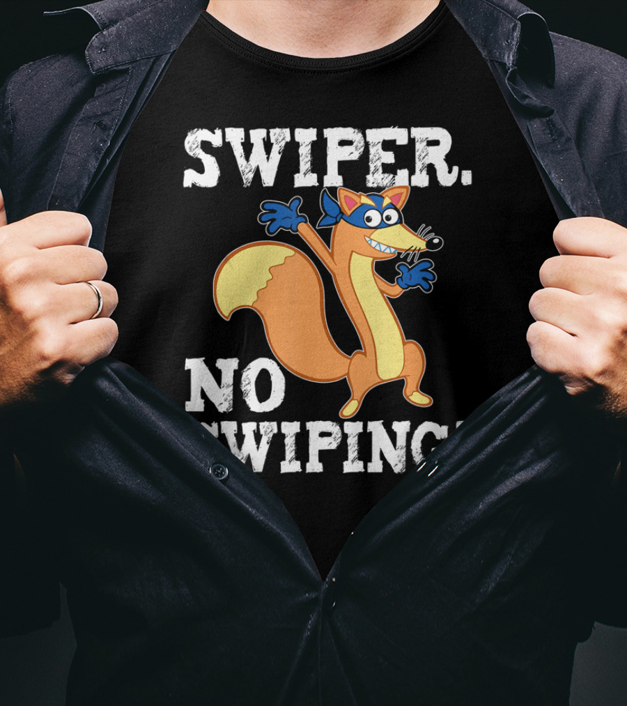 Swiper No Swiping Funny Fox Animated Character Warning T-Shirt
