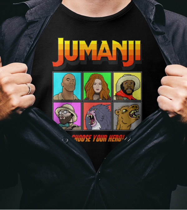 Jumanji The Next Level Choose Your Hero Pixel Characters Selection T-Shirt