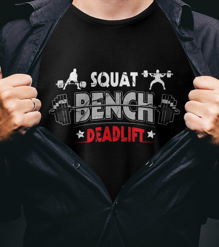 Squat Bench Deadlift Weightlifting Icons Strength Training Powerlifting T-Shirt