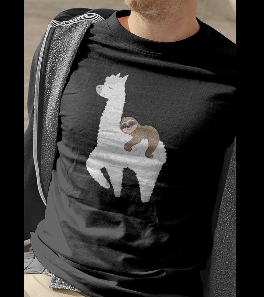 Sloth Best Friends Riding Llama Alpaca T-Shirt
