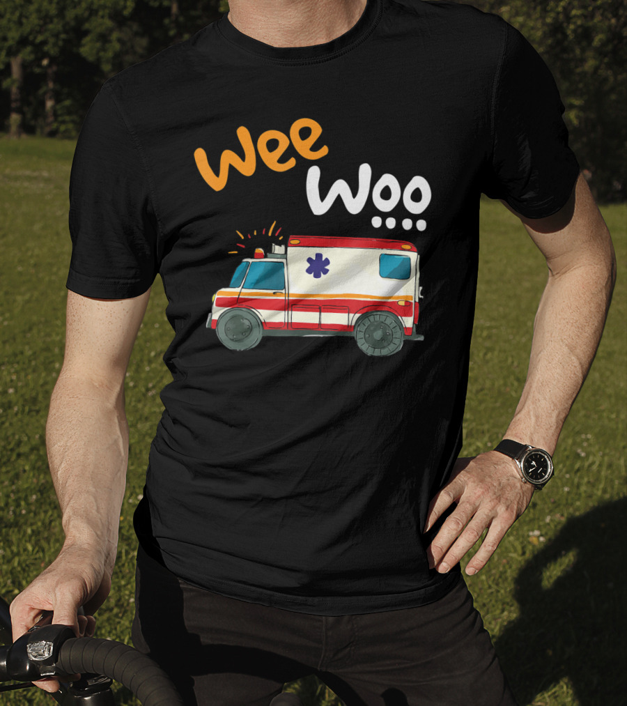 Wee Woo EMT Paramedic Ambulance Cartoon Emergency Vehicle T-Shirt