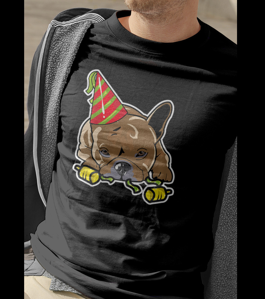 Eve French Bulldog Frenchie Happy New Year Party Hat T-Shirt