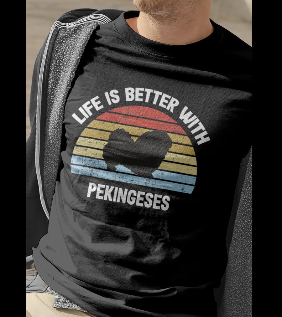 Life Is Better With Pekineses Retro Pekingese Dog T-Shirt