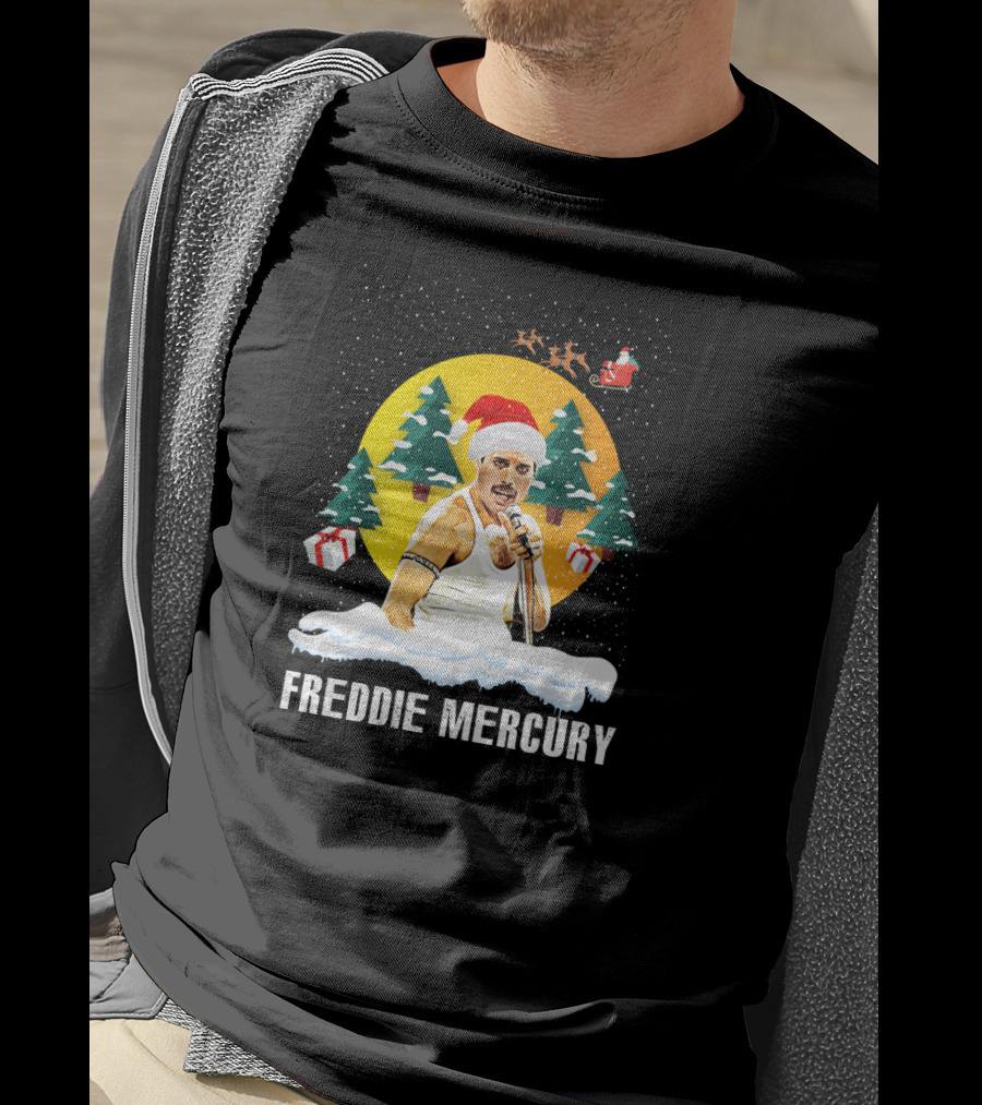 Freddie Mercurys Love Christmas Santa Hat Trees Gifts T-Shirt