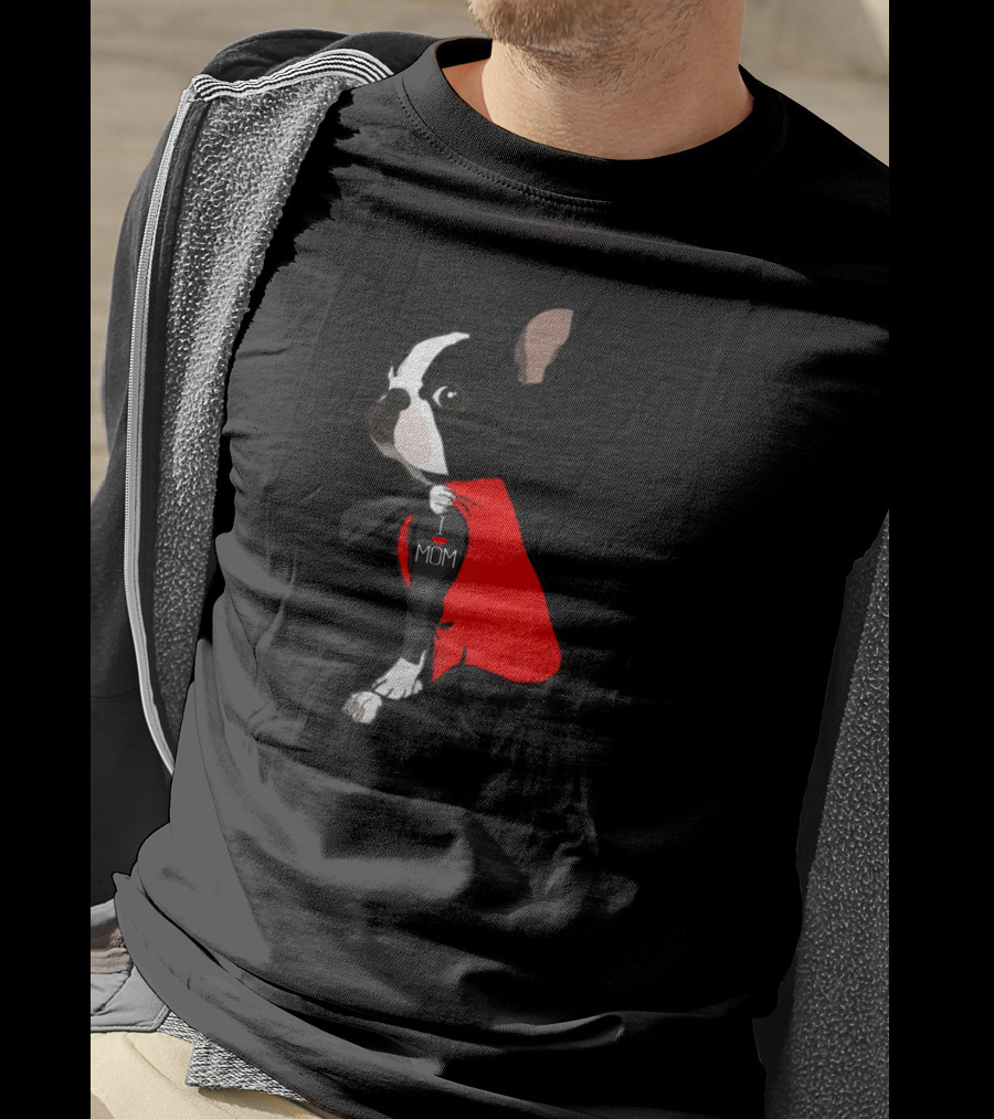 Boston Terrier I Love Mom Tattoo T-Shirt