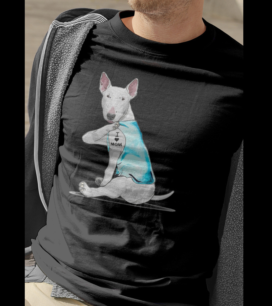Bull Terrier I Love Mom Tattoo T-Shirt