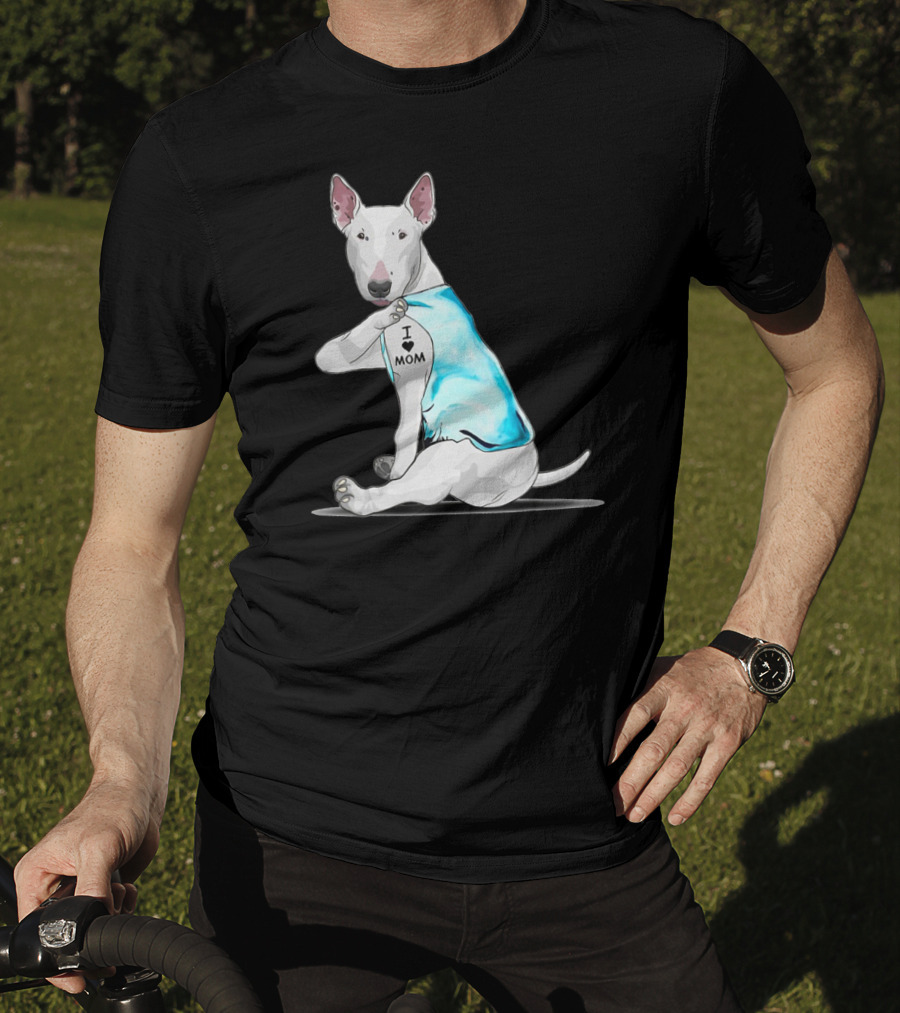 Bull Terrier I Love Mom Tattoo T-Shirt