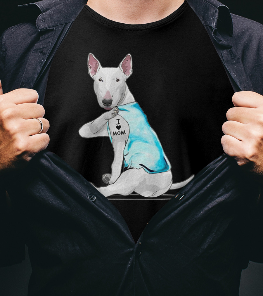 Bull Terrier I Love Mom Tattoo T-Shirt