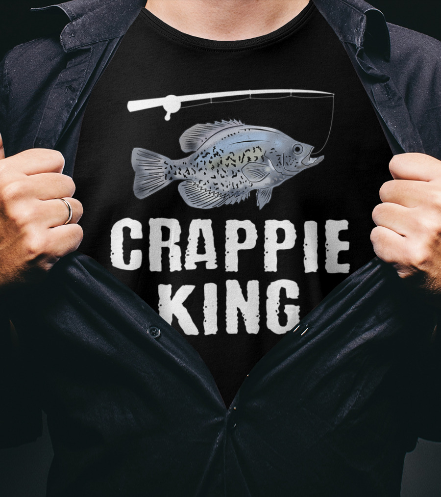 Crappie King Fishing Pan Fish With Fishing Rod T-Shirt