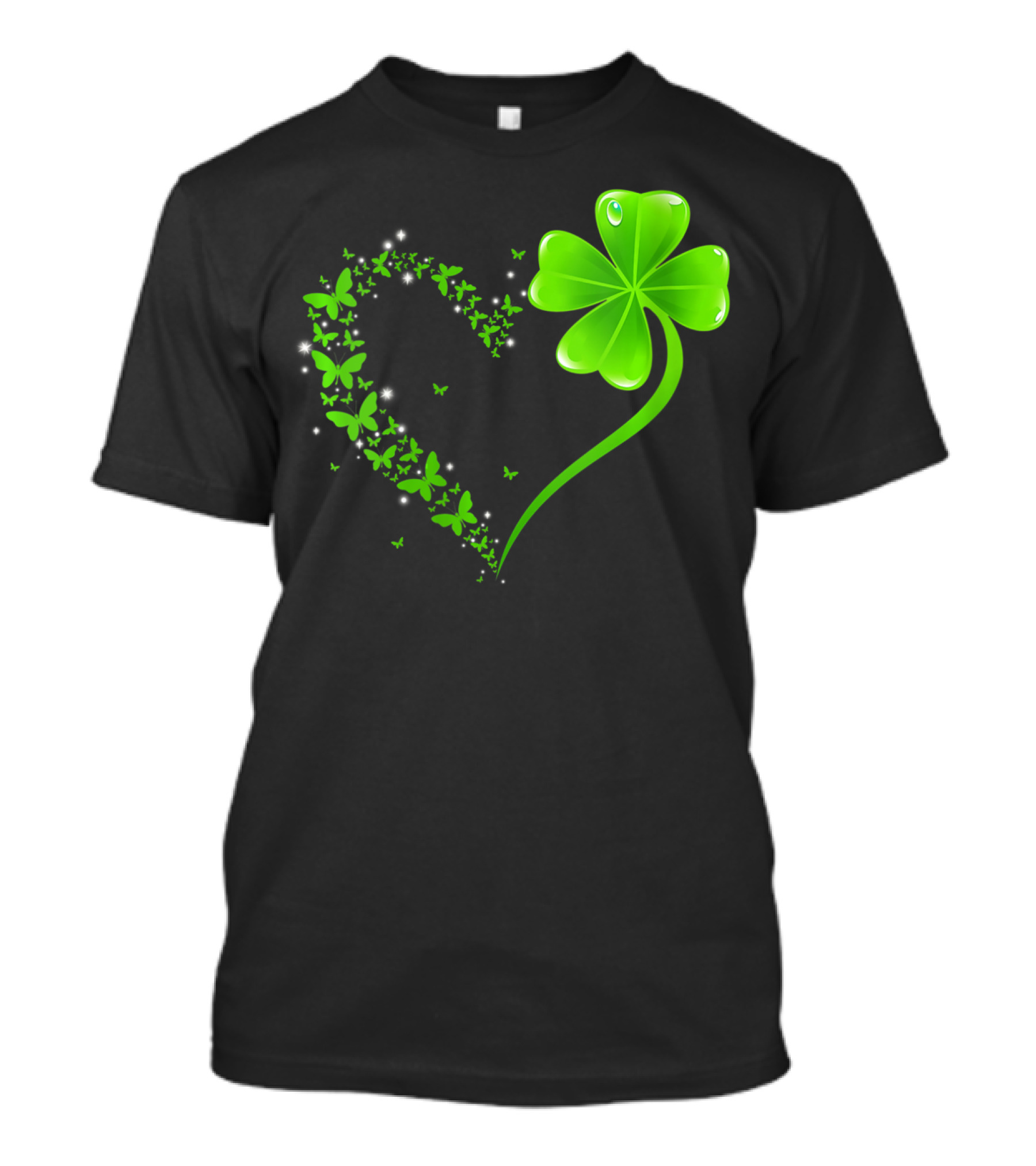 Heart Shamrock Butterfly St Patrick's Day Green Clover T-Shirt