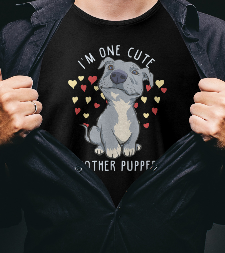 I'm One Cute Mother Pupper Pitbull Dog Hearts T-Shirt