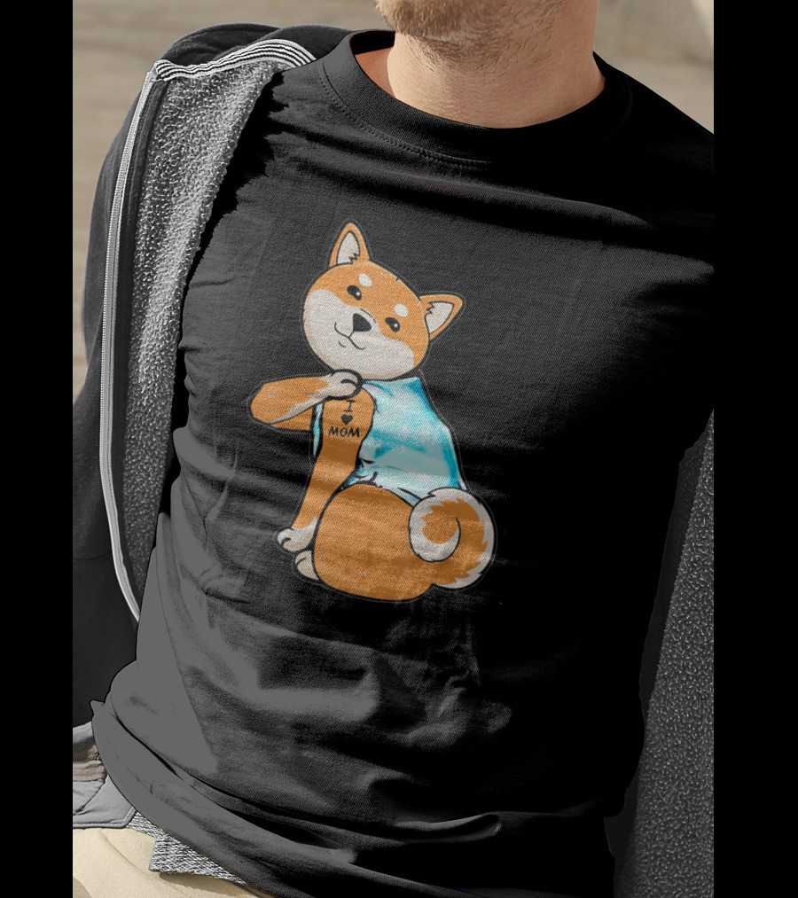 Shiba Tattoos I Love Mom T-Shirt