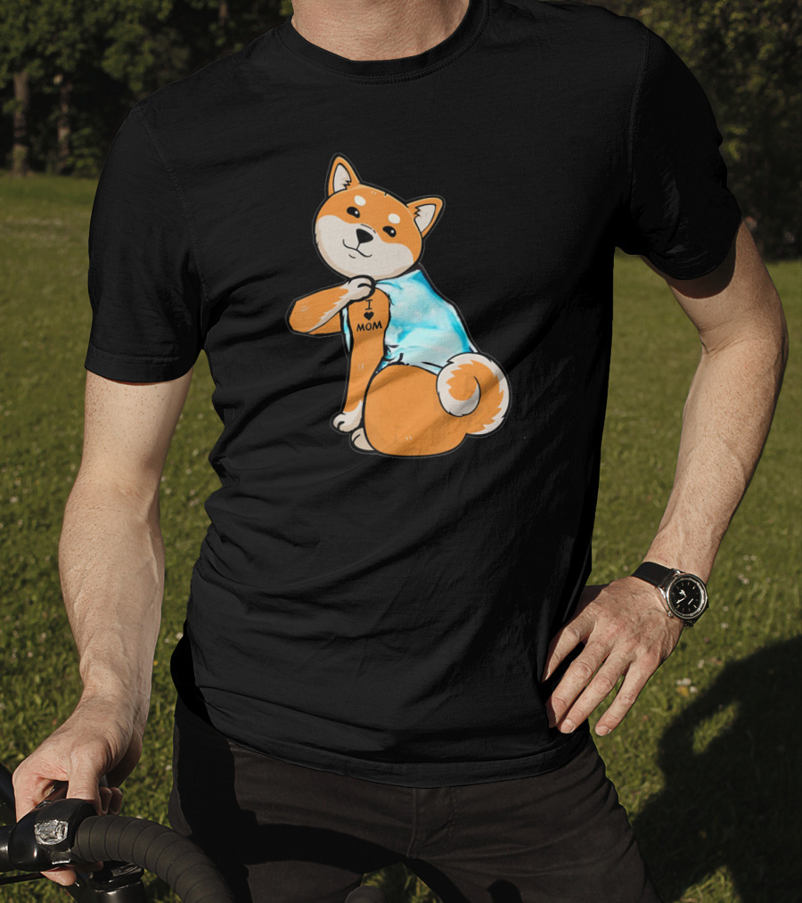 Shiba Tattoos I Love Mom T-Shirt