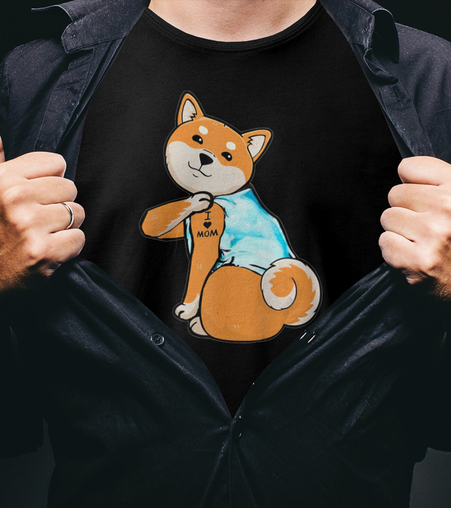 Shiba Tattoos I Love Mom T-Shirt