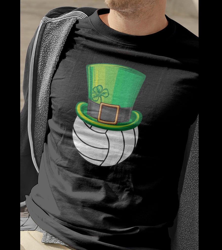 Volleyball Patrick's Day Clover Hat Volley Player T-Shirt