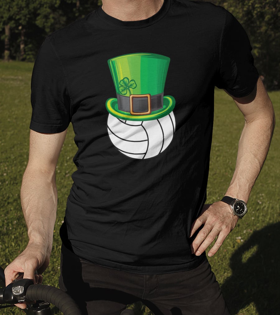 Volleyball Patrick's Day Clover Hat Volley Player T-Shirt